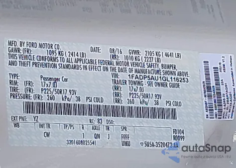 2016 Ford C-Max Hybrid Se from USA, damaged, VIN 1FADP5AU1GL116253